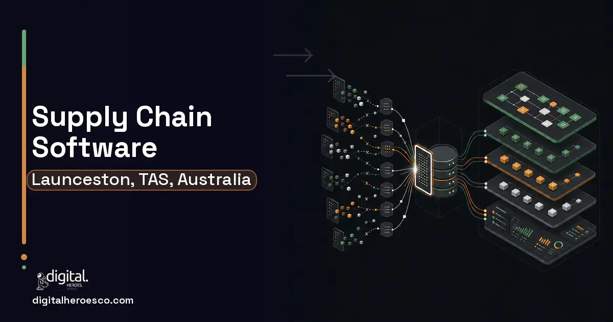 Supply Chain Software workflow illustration for Launceston, TAS, Australia.