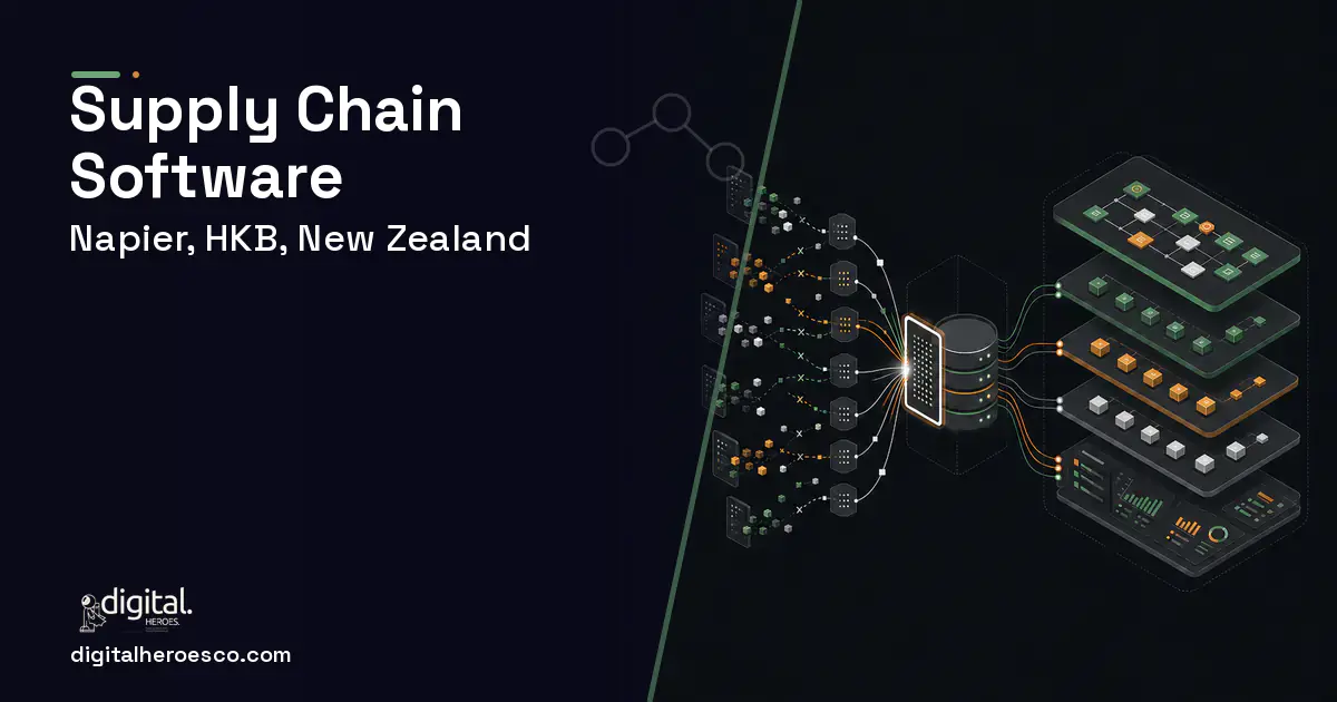 Supply Chain Software workflow illustration for Napier, HKB, New Zealand.
