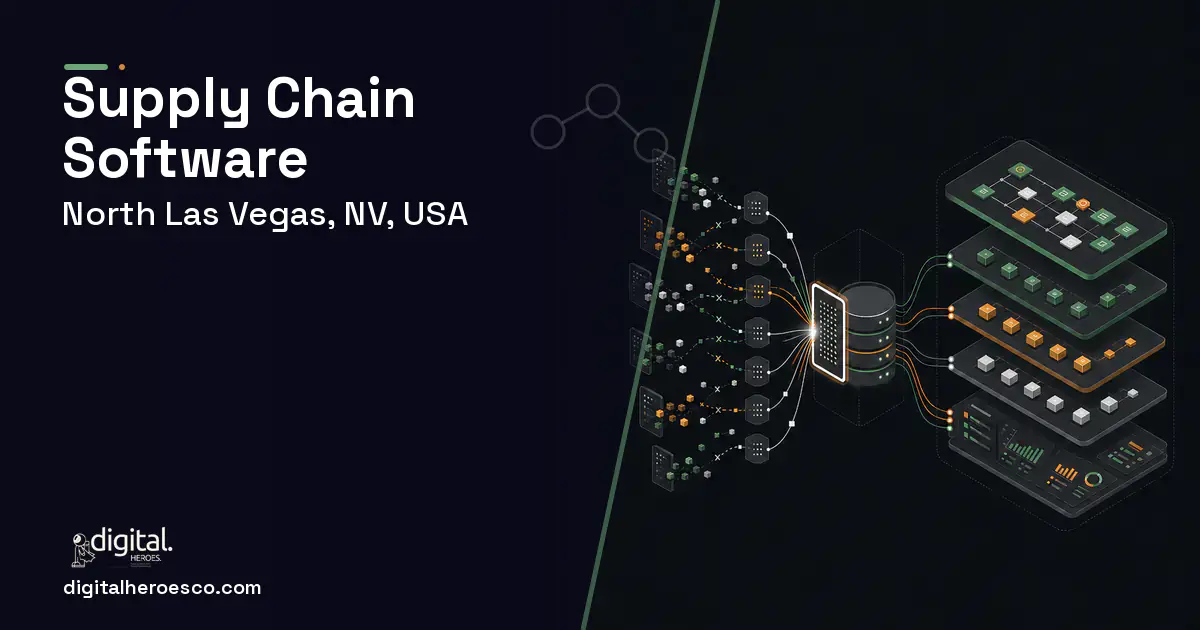 Supply Chain Software workflow illustration for North Las Vegas, NV, USA.