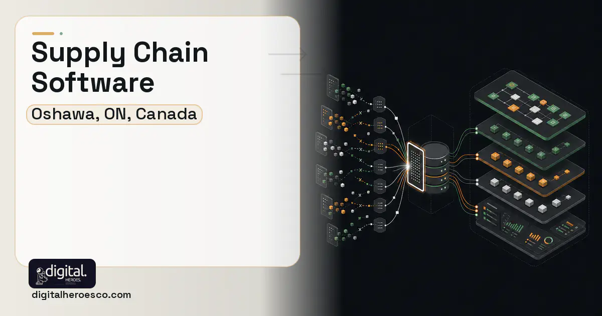Supply Chain Software workflow illustration for Oshawa, ON, Canada.