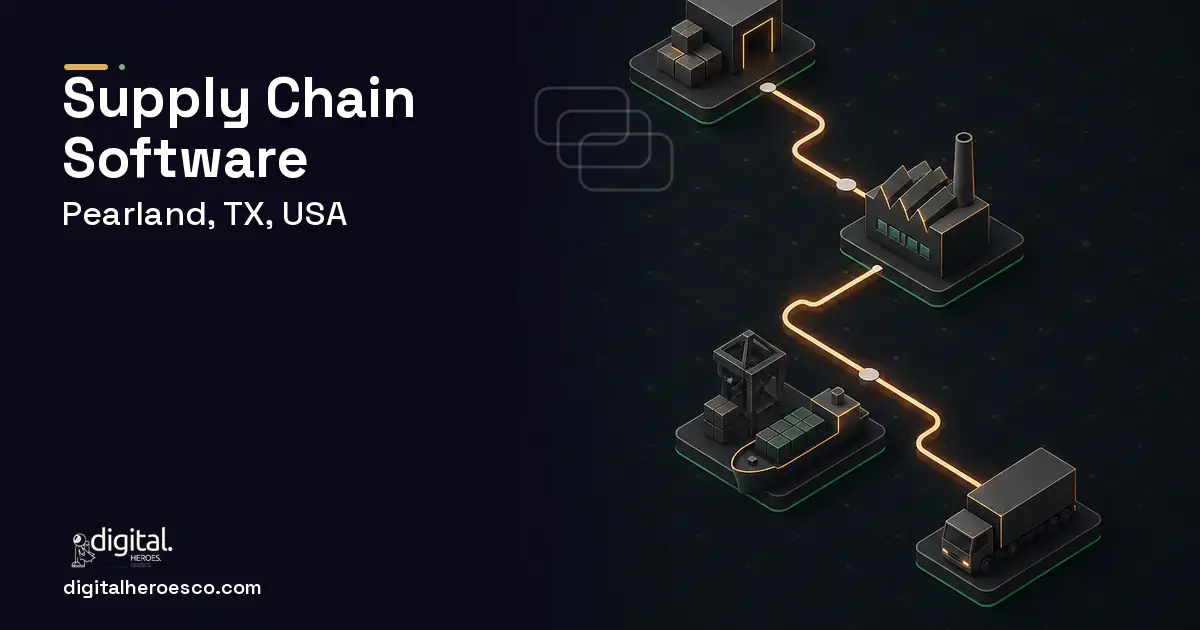 Supply Chain Software software overview illustration for Pearland, TX, USA.