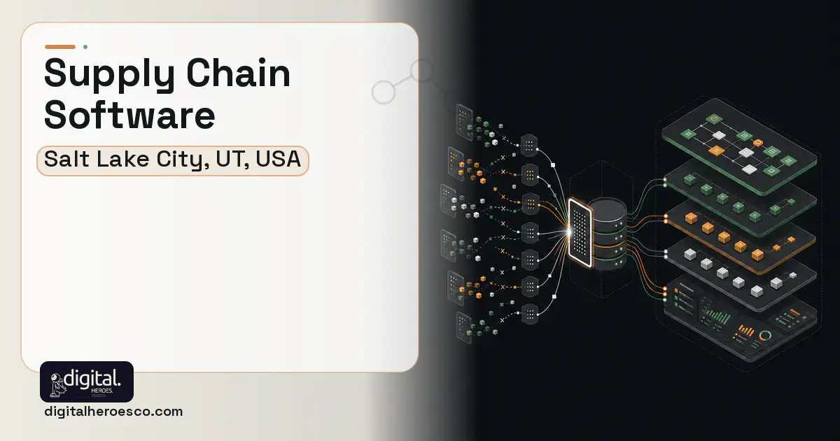 Supply Chain Software workflow illustration for Salt Lake City, UT, USA.