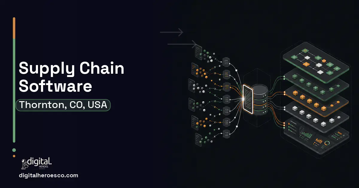 Supply Chain Software workflow illustration for Thornton, CO, USA.
