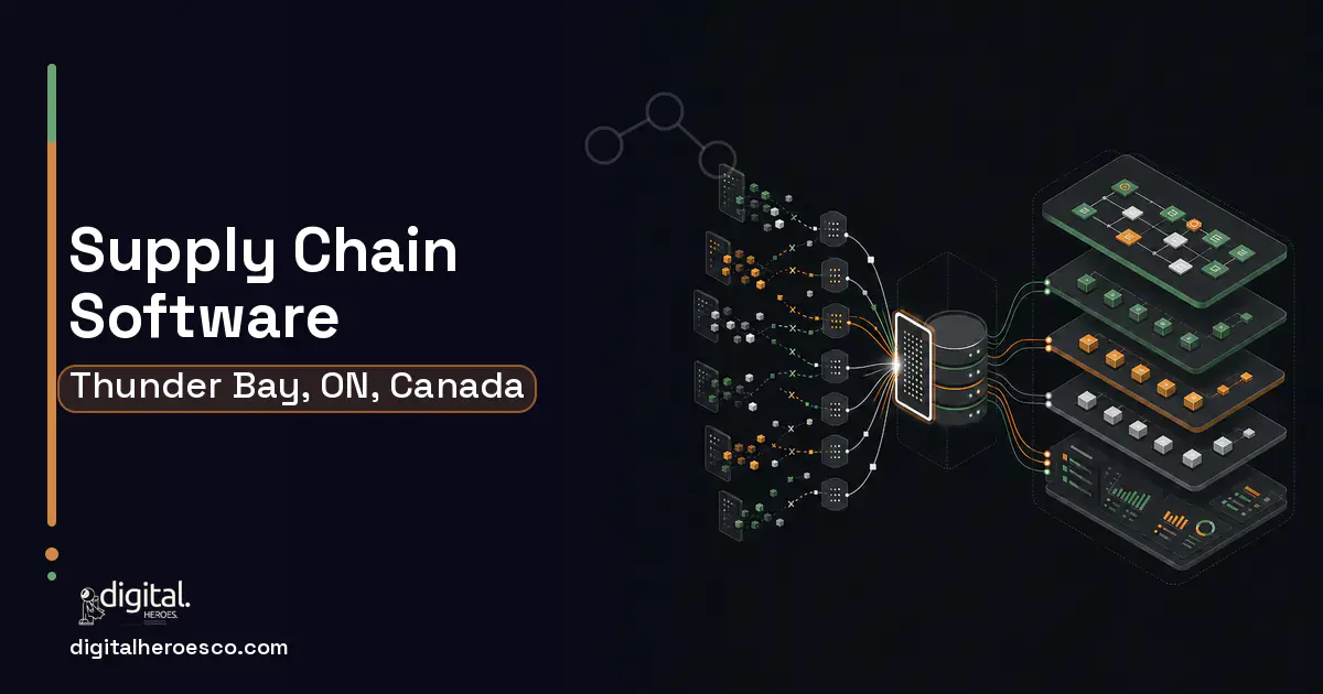 Supply Chain Software workflow illustration for Thunder Bay, ON, Canada.