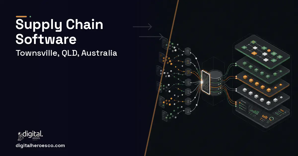 Supply Chain Software workflow illustration for Townsville, QLD, Australia.