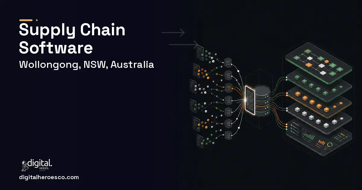 Supply Chain Software workflow illustration for Wollongong, NSW, Australia.