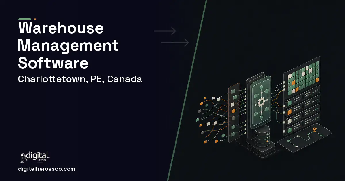 Warehouse Management Software workflow illustration for Charlottetown, PE, Canada.
