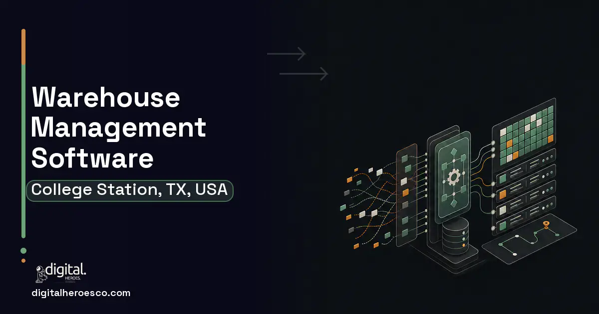 Warehouse Management Software workflow illustration for College Station, TX, USA.
