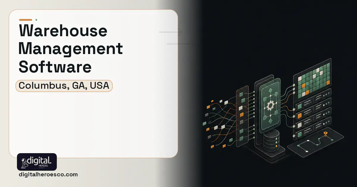 Warehouse Management Software workflow illustration for Columbus, GA, USA.