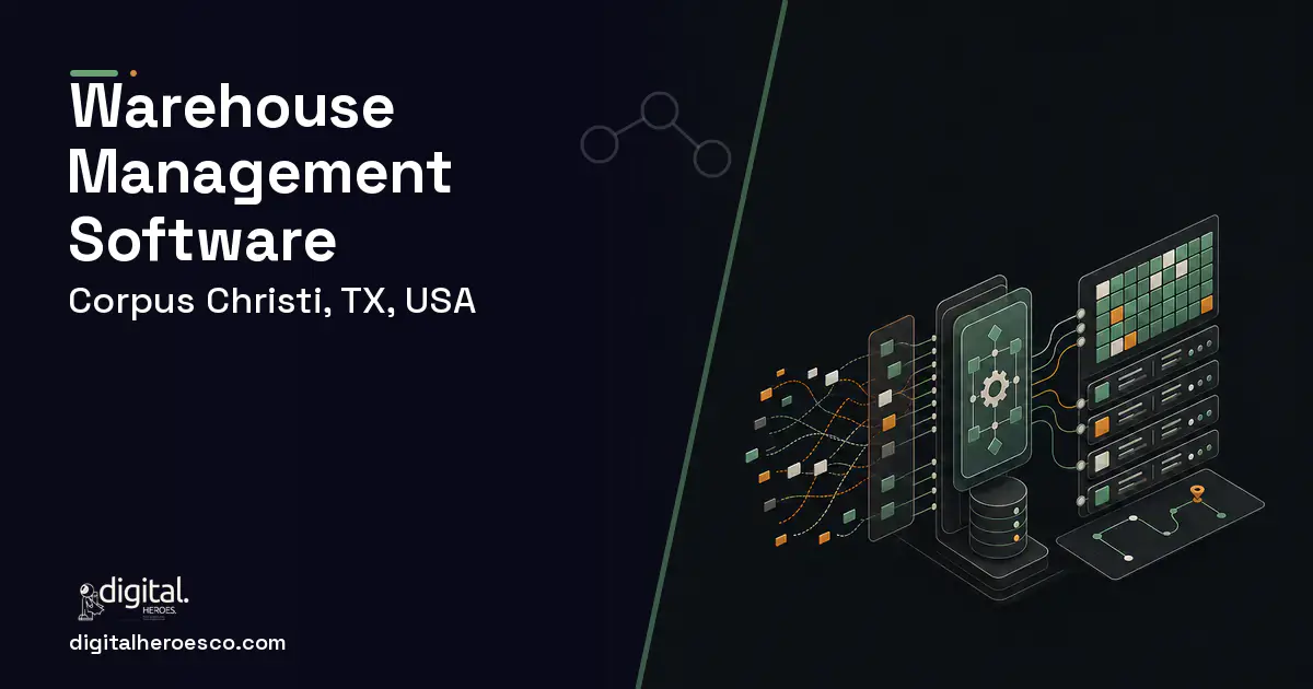 Warehouse Management Software workflow illustration for Corpus Christi, TX, USA.
