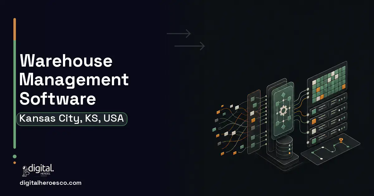 Warehouse Management Software workflow illustration for Kansas City, KS, USA.