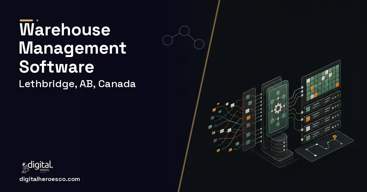 Warehouse Management Software workflow illustration for Lethbridge, AB, Canada.