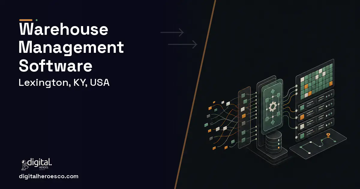 Warehouse Management Software workflow illustration for Lexington, KY, USA.