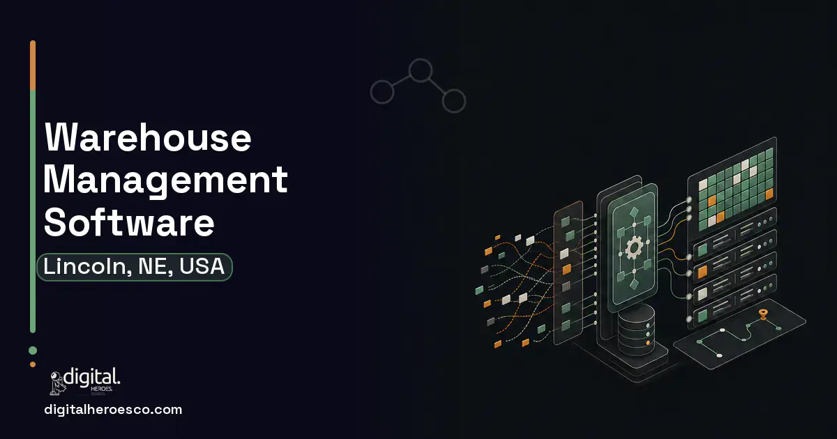 Warehouse Management Software workflow illustration for Lincoln, NE, USA.
