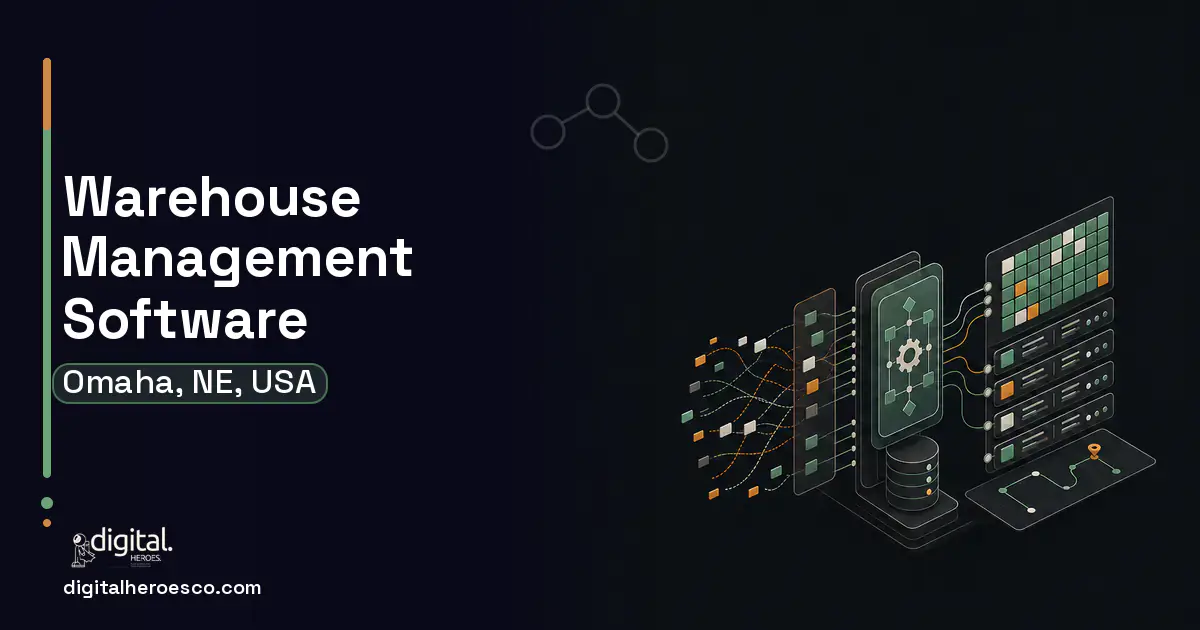 Warehouse Management Software workflow illustration for Omaha, NE, USA.