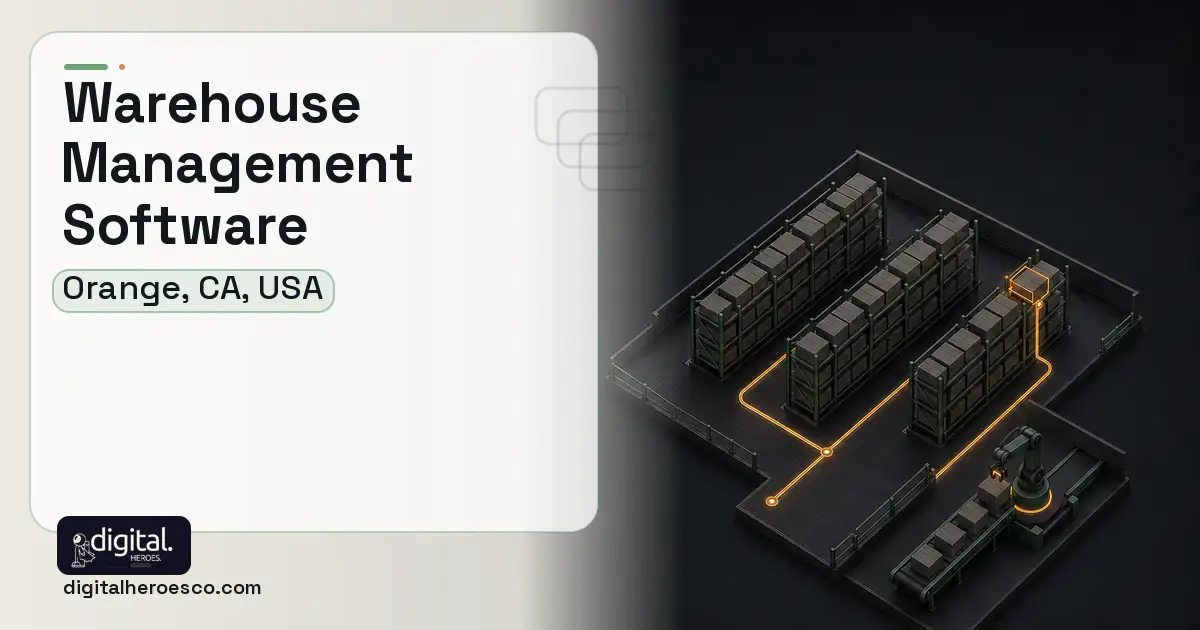 Warehouse Management Software software overview illustration for Orange, CA, USA.