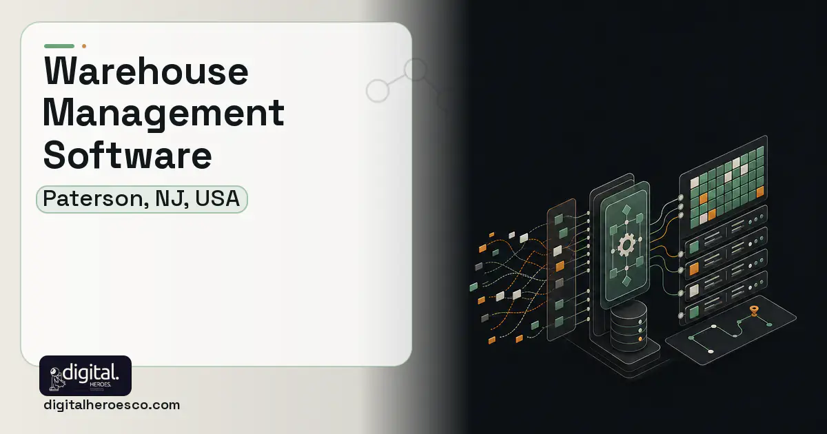 Warehouse Management Software workflow illustration for Paterson, NJ, USA.