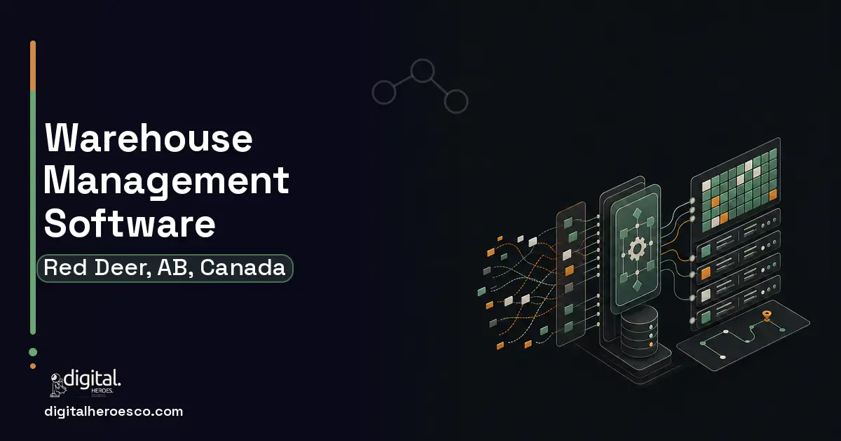 Warehouse Management Software workflow illustration for Red Deer, AB, Canada.