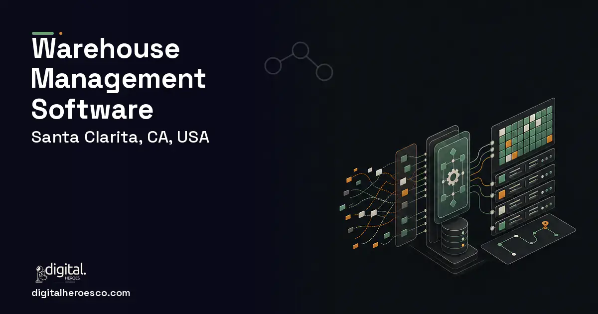 Warehouse Management Software workflow illustration for Santa Clarita, CA, USA.