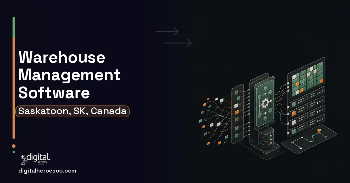 Warehouse Management Software workflow illustration for Saskatoon, SK, Canada.