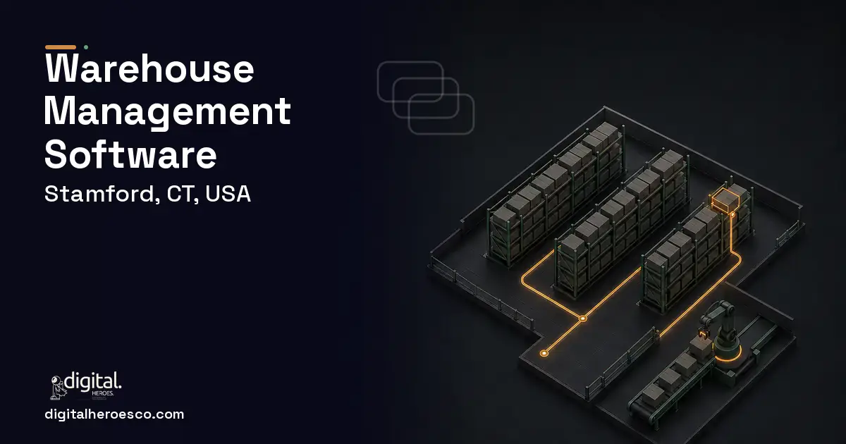 Warehouse Management Software software overview illustration for Stamford, CT, USA.