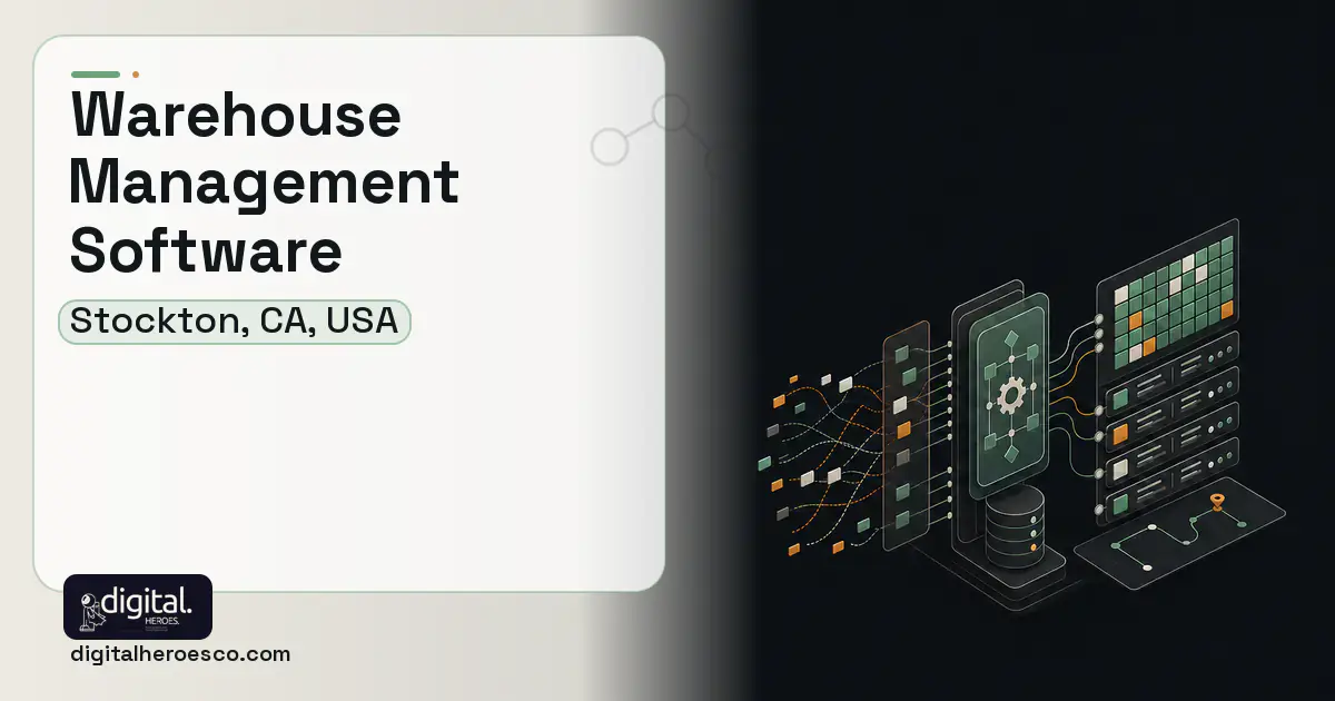 Warehouse Management Software workflow illustration for Stockton, CA, USA.