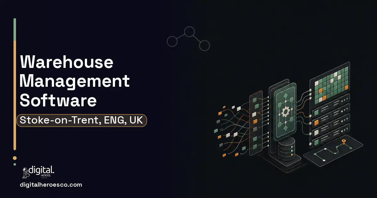Warehouse Management Software workflow illustration for Stoke-on-Trent, ENG, UK.