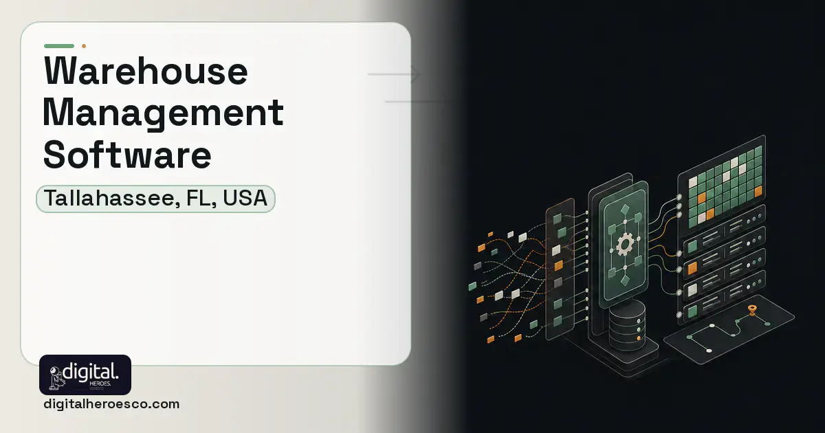 Warehouse Management Software workflow illustration for Tallahassee, FL, USA.