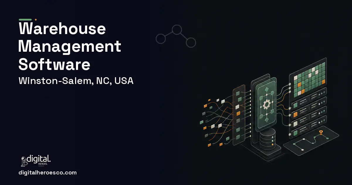 Warehouse Management Software workflow illustration for Winston-Salem, NC, USA.