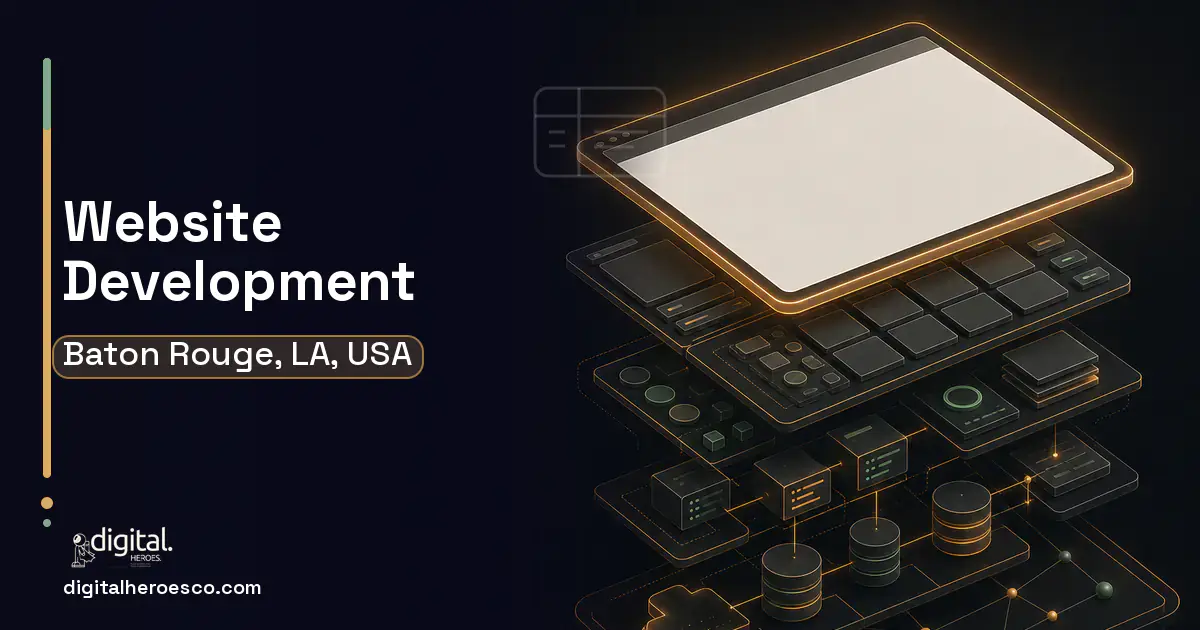Website Development product interface illustration for Baton Rouge, LA, USA.