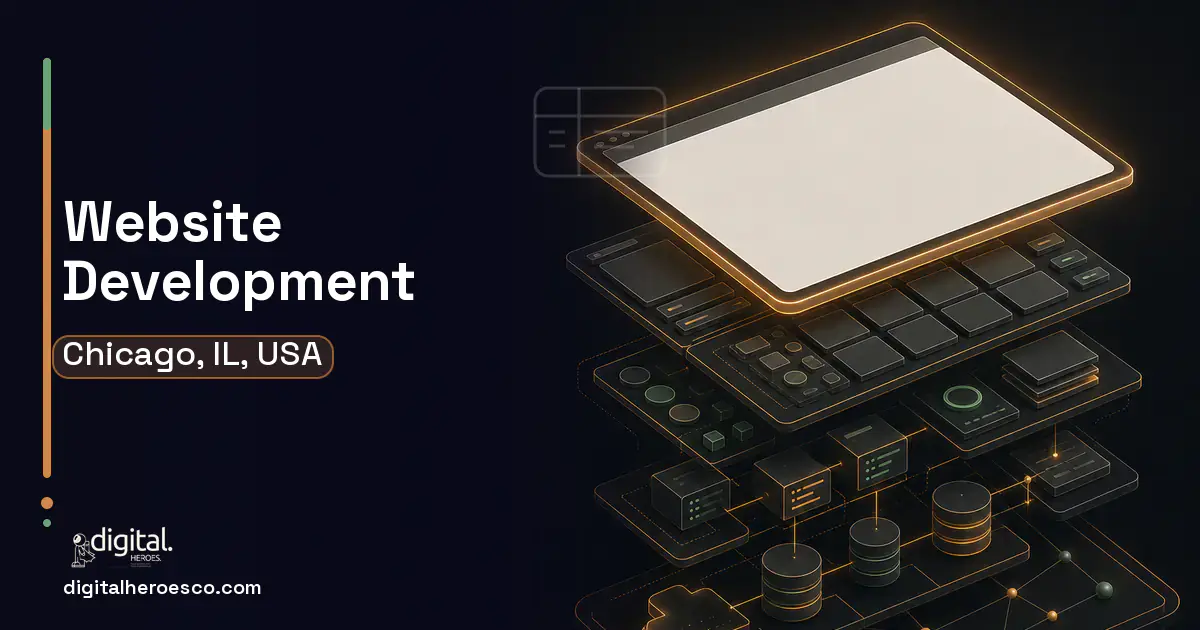 Website Development product interface illustration for Chicago, IL, USA.
