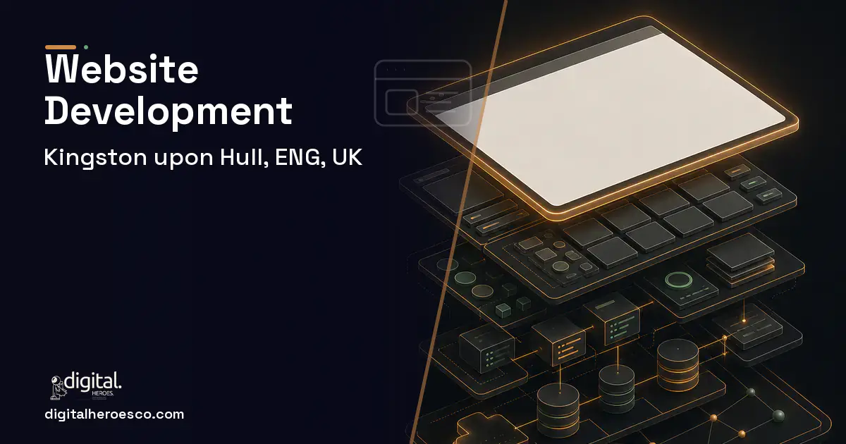 Website Development product interface illustration for Kingston upon Hull, ENG, UK.