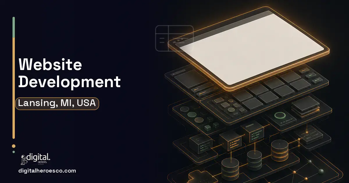 Website Development product interface illustration for Lansing, MI, USA.