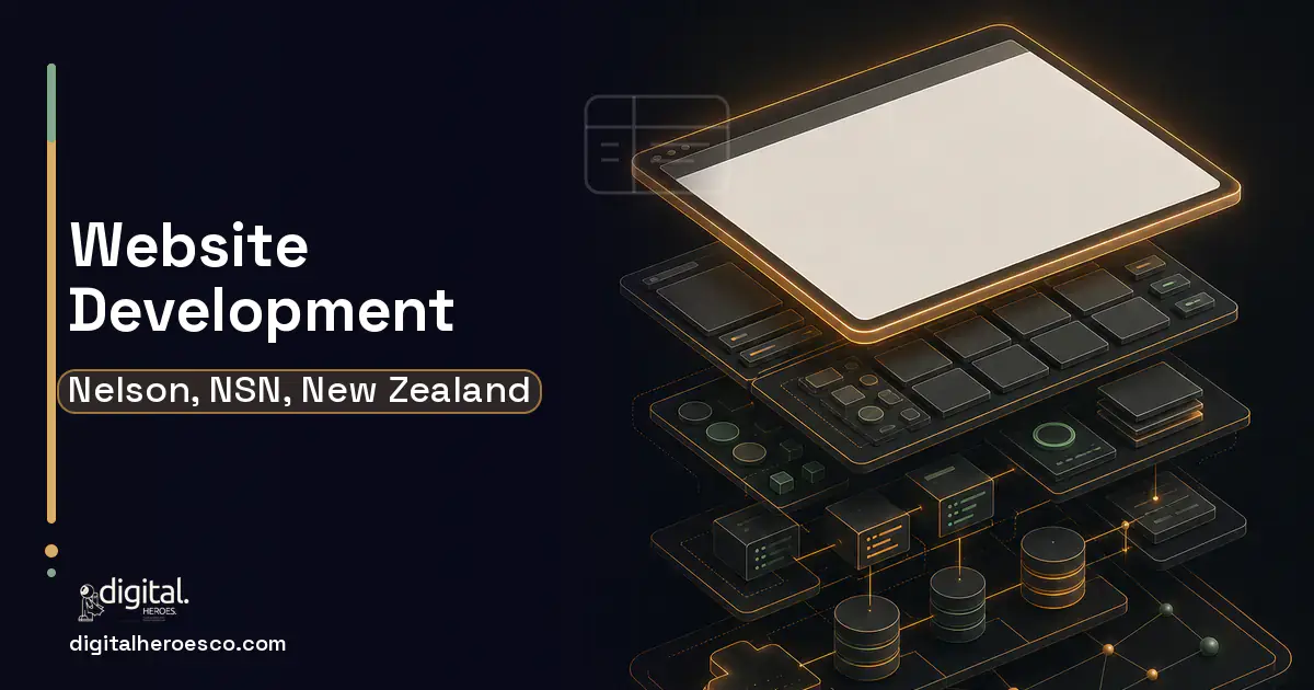 Website Development product interface illustration for Nelson, NSN, New Zealand.