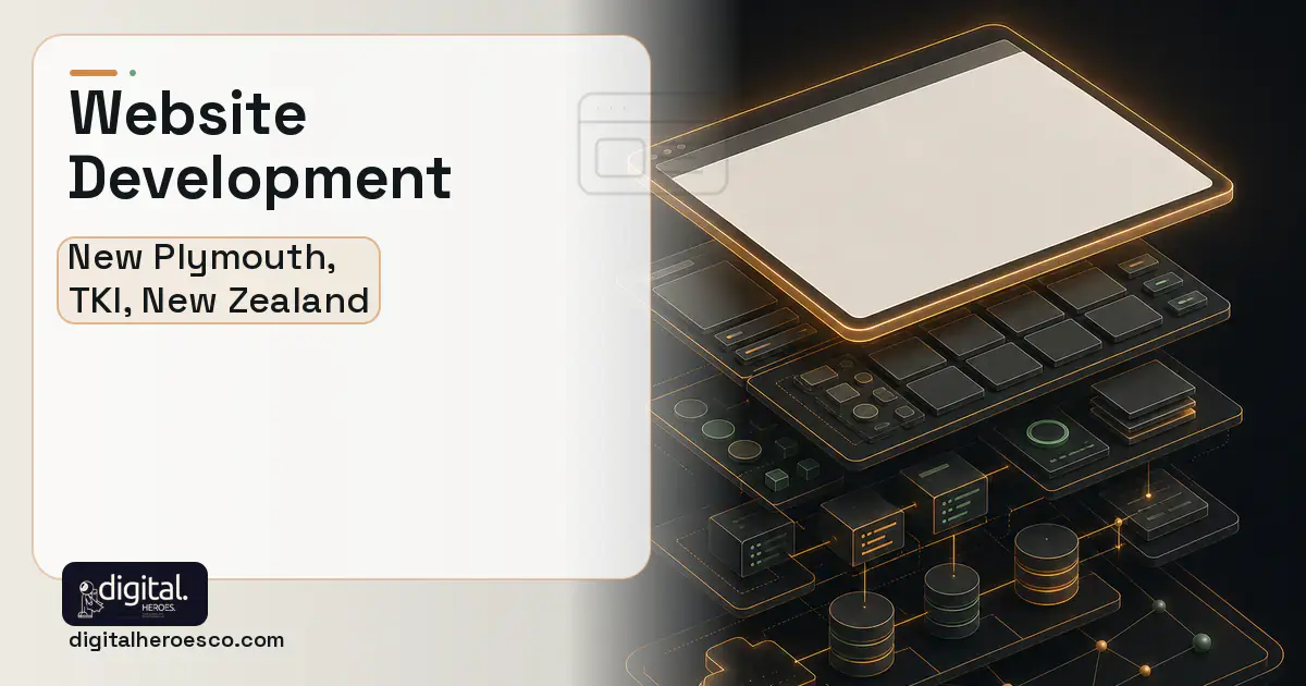 Website Development product interface illustration for New Plymouth, TKI, New Zealand.