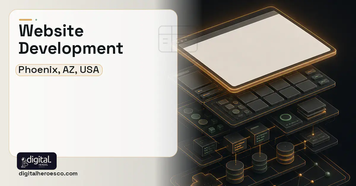 Website Development product interface illustration for Phoenix, AZ, USA.