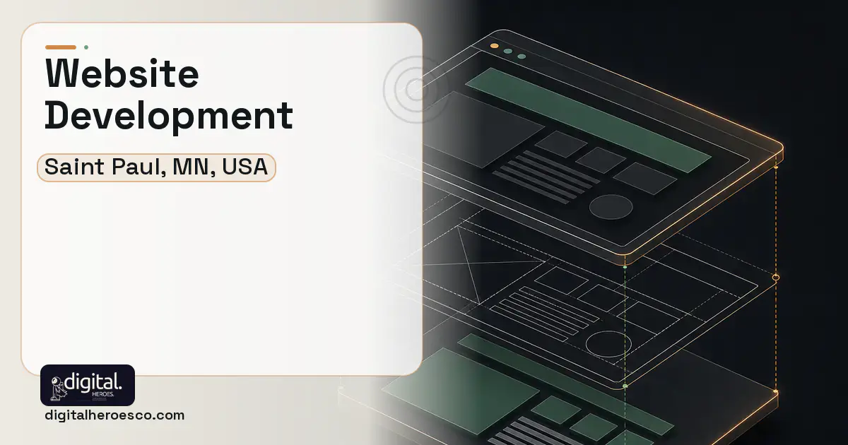 Website Development software overview illustration for Saint Paul, MN, USA.
