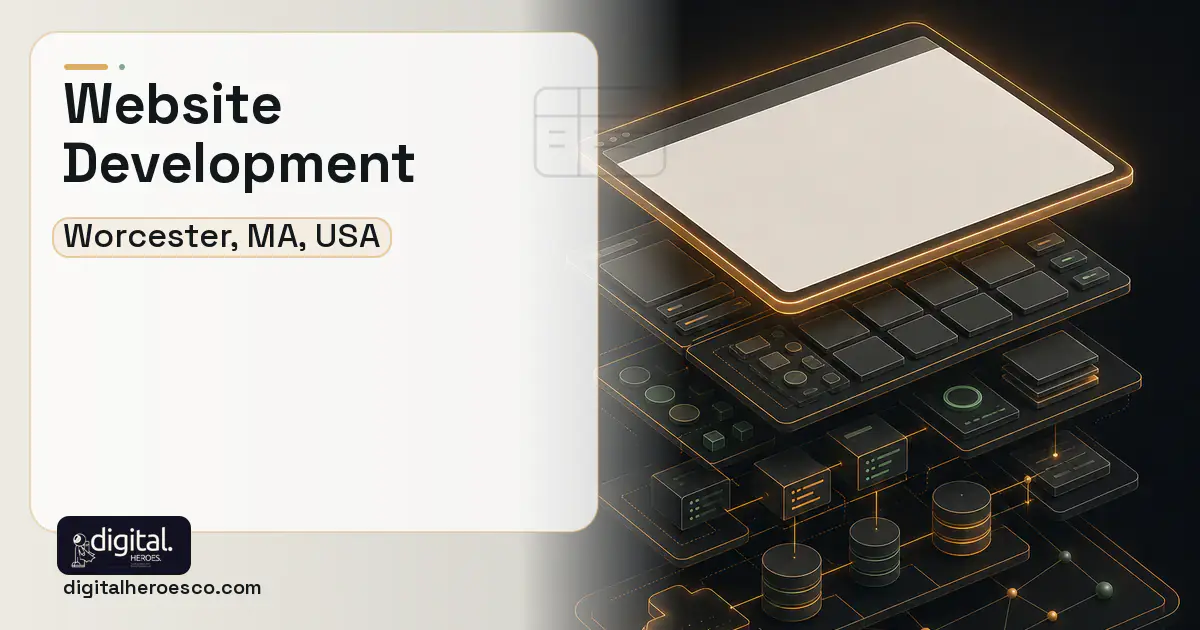 Website Development product interface illustration for Worcester, MA, USA.