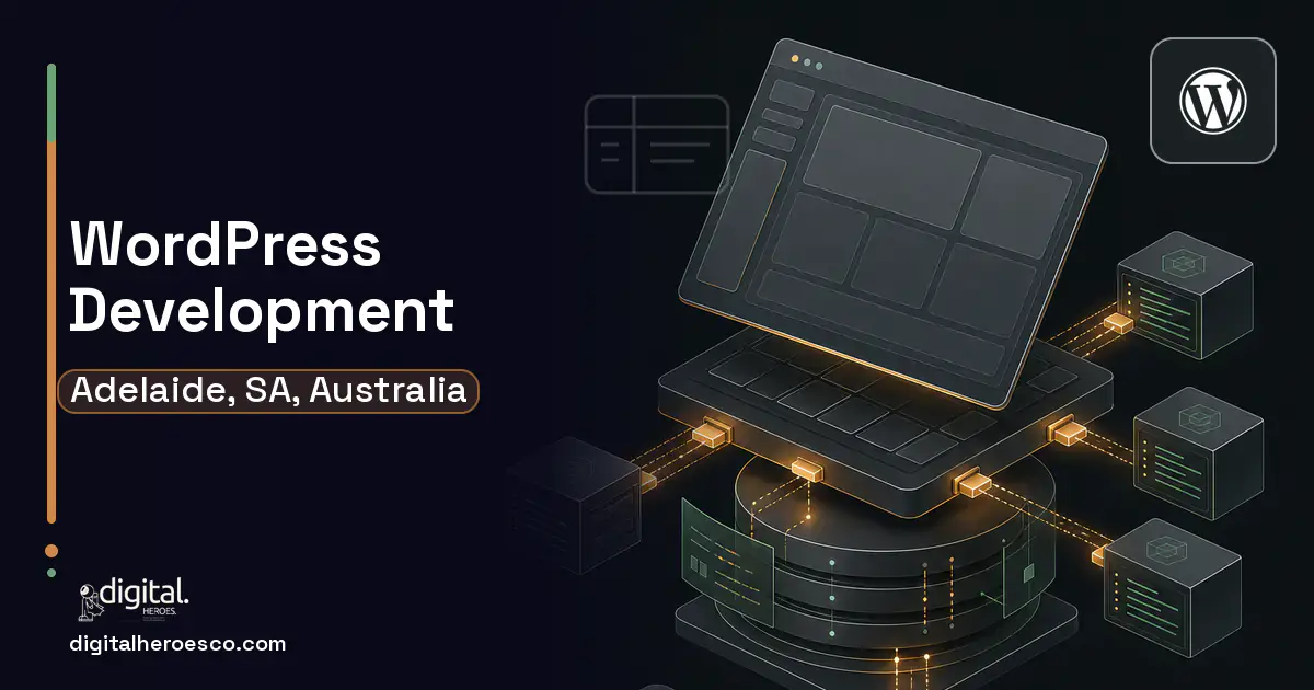 WordPress Development product interface illustration for Adelaide, SA, Australia.