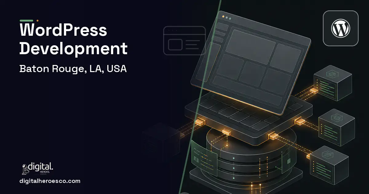 WordPress Development product interface illustration for Baton Rouge, LA, USA.