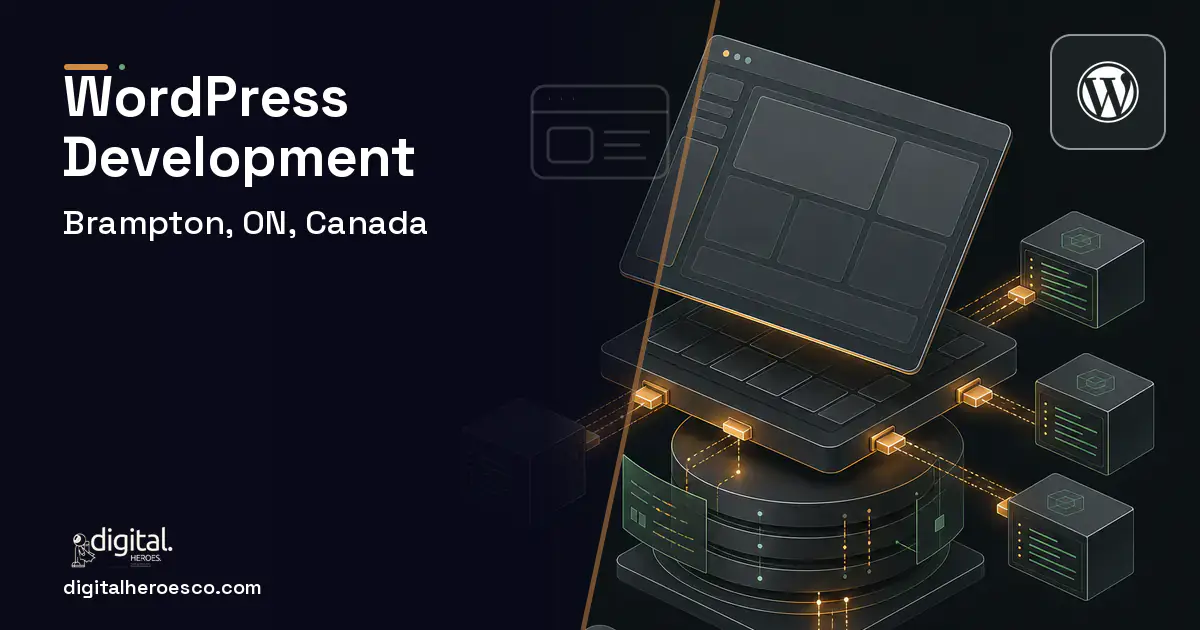 WordPress Development product interface illustration for Brampton, ON, Canada.