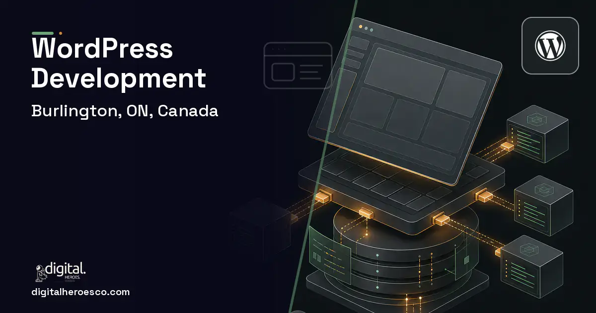 WordPress Development product interface illustration for Burlington, ON, Canada.