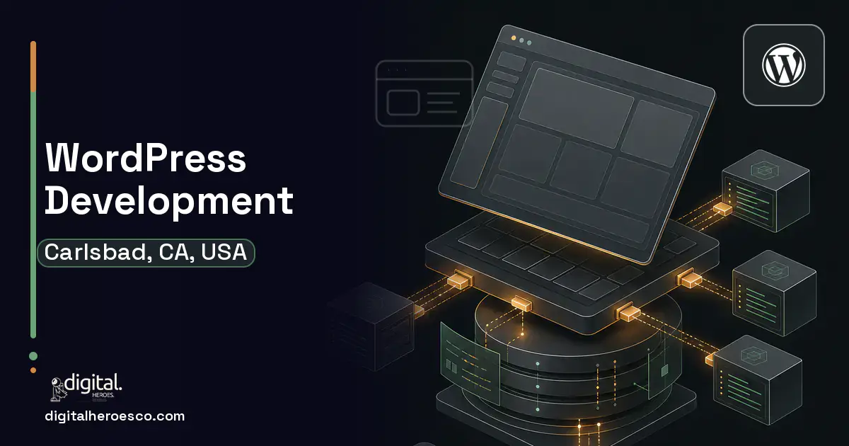 WordPress Development product interface illustration for Carlsbad, CA, USA.