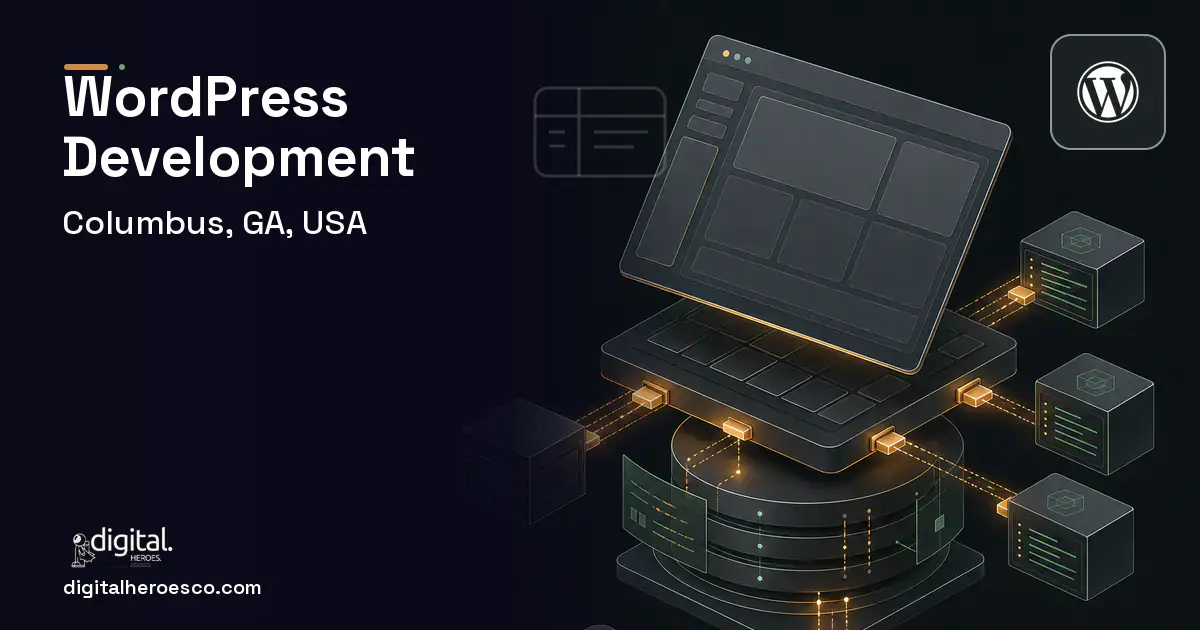 WordPress Development product interface illustration for Columbus, GA, USA.