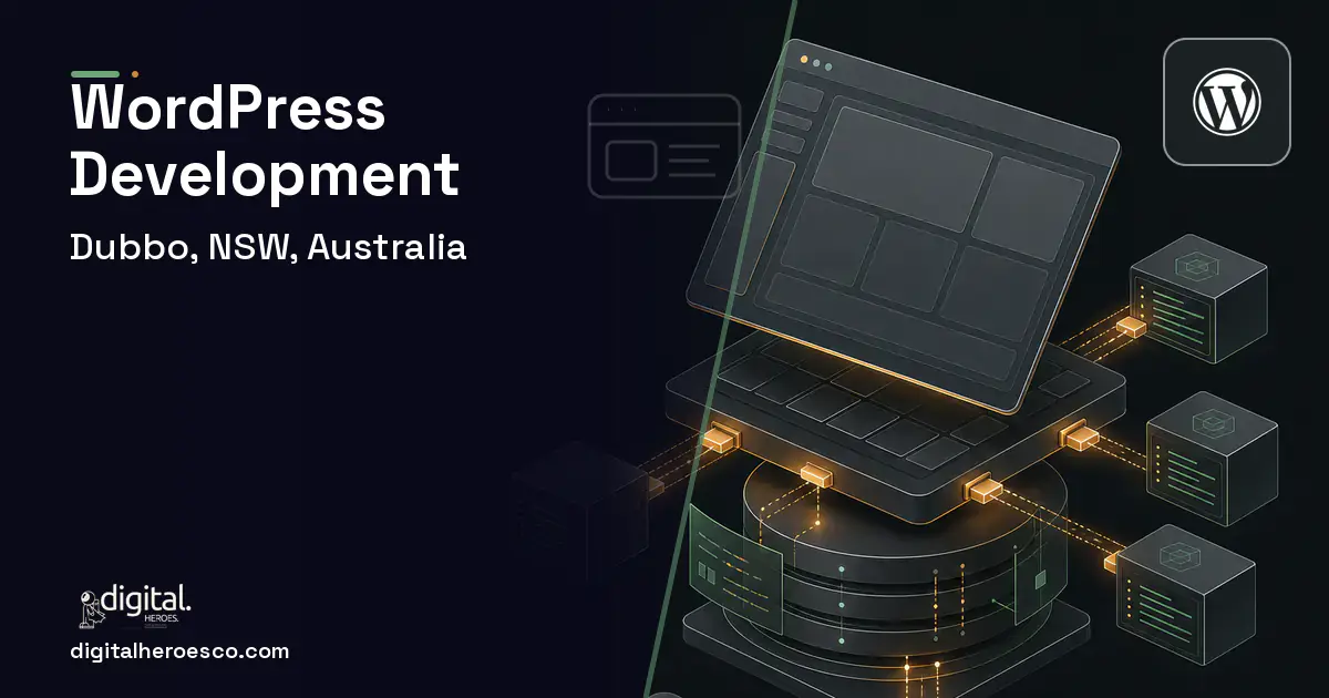 WordPress Development product interface illustration for Dubbo, NSW, Australia.