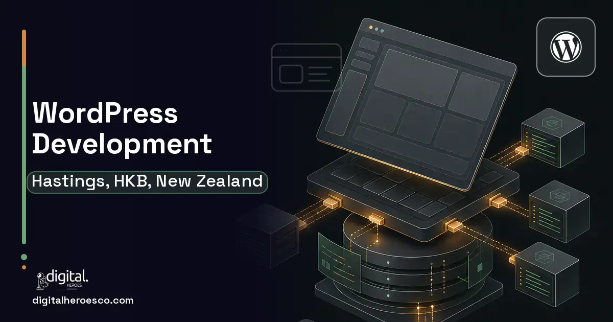 WordPress Development product interface illustration for Hastings, HKB, New Zealand.