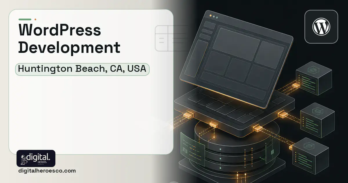 WordPress Development product interface illustration for Huntington Beach, CA, USA.