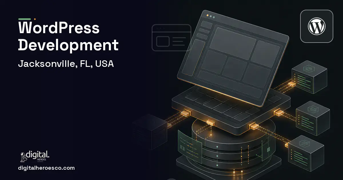 WordPress Development product interface illustration for Jacksonville, FL, USA.