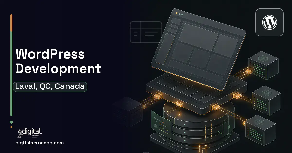 WordPress Development product interface illustration for Laval, QC, Canada.