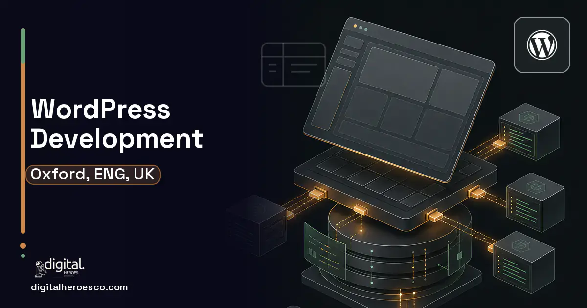 WordPress Development product interface illustration for Oxford, ENG, UK.